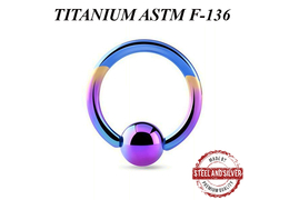 Кольцо из титана Steel and Silver с шариком анодированное Кольцо из титана Steel and Silver с шариком анодированное