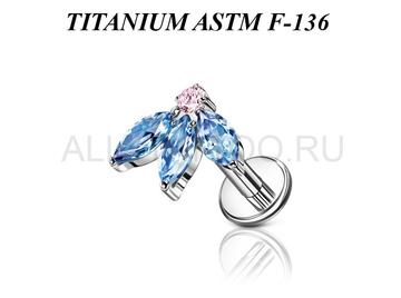 Лабрет из титана Ti Metal амараллис