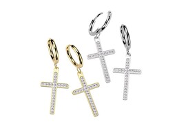 Серьги крест с кристаллами Серьги крест с кристаллами