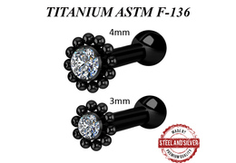 Микроштанга Steel and Silver чёрная с кластером Premium Crystals Микроштанга Steel and Silver чёрная с кластером Premium Crystals