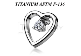Накрутка из титана Ti Metal сердце с фианитом Накрутка из титана Ti Metal сердце с фианитом
