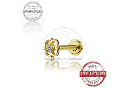 Лабрет Steel and Silver золотой цветок