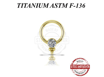 Кольцо из титана Steel and Silver с золотым покрытием и кластером Swarovski