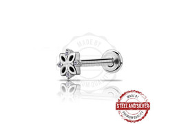 Лабрет Steel and Silver кристальный цветок