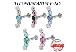 Лабрет из титана Steel and Silver с кластером из премиальных кристаллов Лабрет из титана Steel and Silver с кластером из премиальных кристаллов