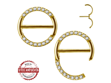 Кликер для груди Steel and Silver золотой ореол страз