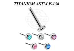 Безрезьбовой лабрет Steel and Silver из титана с Premium Zirconia Безрезьбовой лабрет Steel and Silver из титана с Premium Zirconia