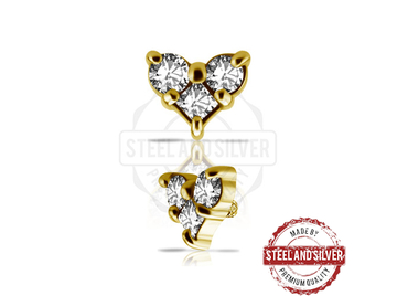 Накрутка Steel and Silver золотое сердце с сетом из фианитов