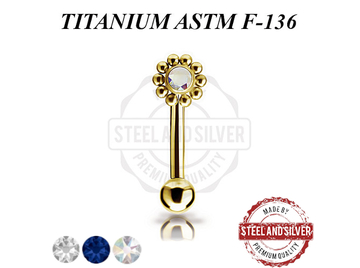 Микробанан Steel and Silver с золотым покрытием и Premium Zirconia