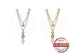 Цепочка для пирсинга Steel and Silver с фианитами