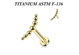 Лабрет из титана Ti Metal с золотым покрытием амадея
