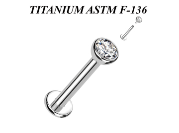 Лабрет из титана Ti Metal с кристаллом