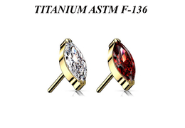Вставка из титана с золотым pvd покрытием и кристаллом "маркиз"