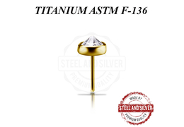 Вставка из титана Steel and Silver с золотым покрытием и кристаллом Premium Zirconia