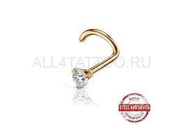 Нострил Steel and Silver с золотым покрытием и прозрачным кристаллом Нострил Steel and Silver с золотым покрытием и прозрачным кристаллом