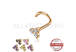 Нострил с золотым покрытием Steel and Silver триада Нострил с золотым покрытием Steel and Silver триада